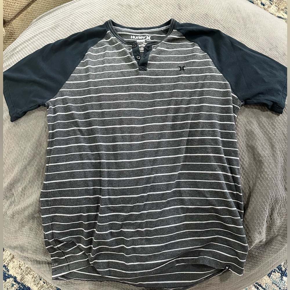 Hurley Charcoal and Black Raglan Tee